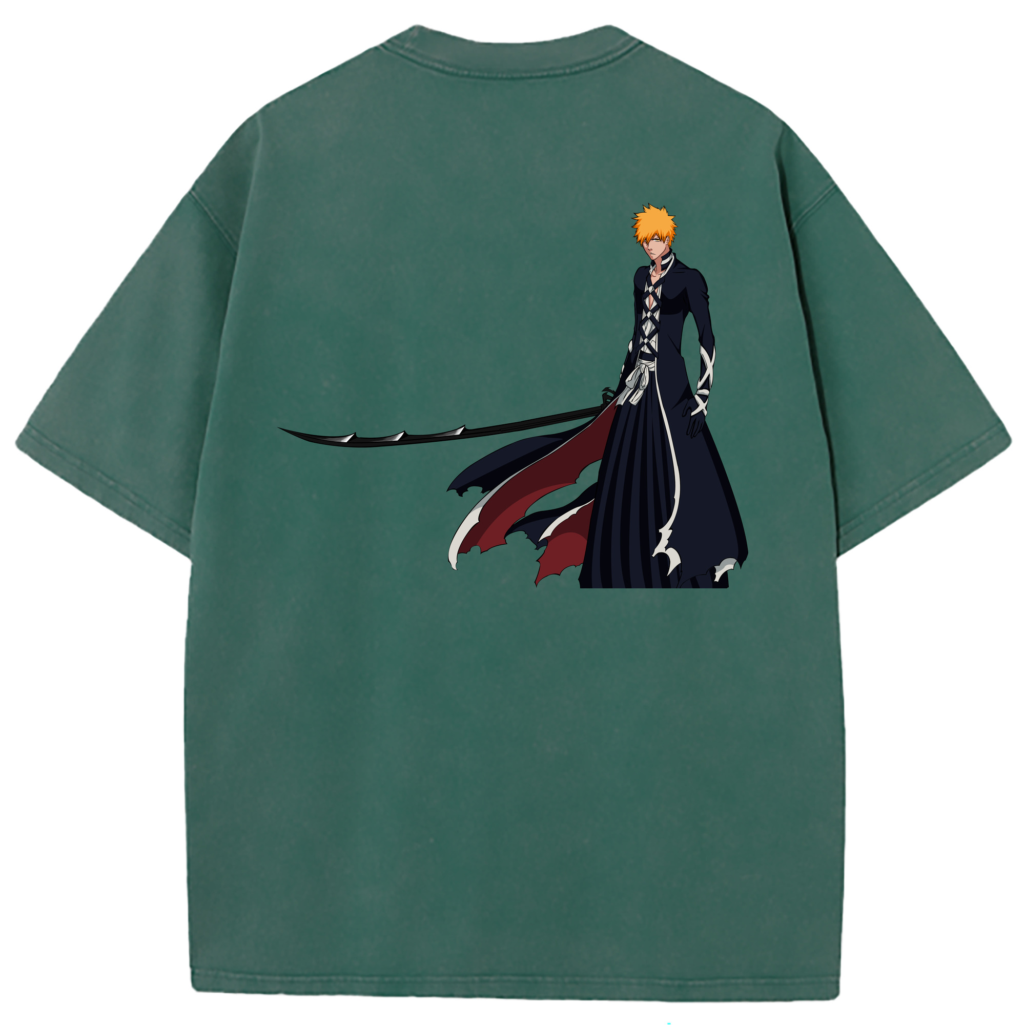 （画像用） ブリーチ 黒崎一護（くろさき いちご）BLEACH Kurosaki Ichigo 綿100% ヴィンテージ風 半袖Tシャツ（背面プリント）